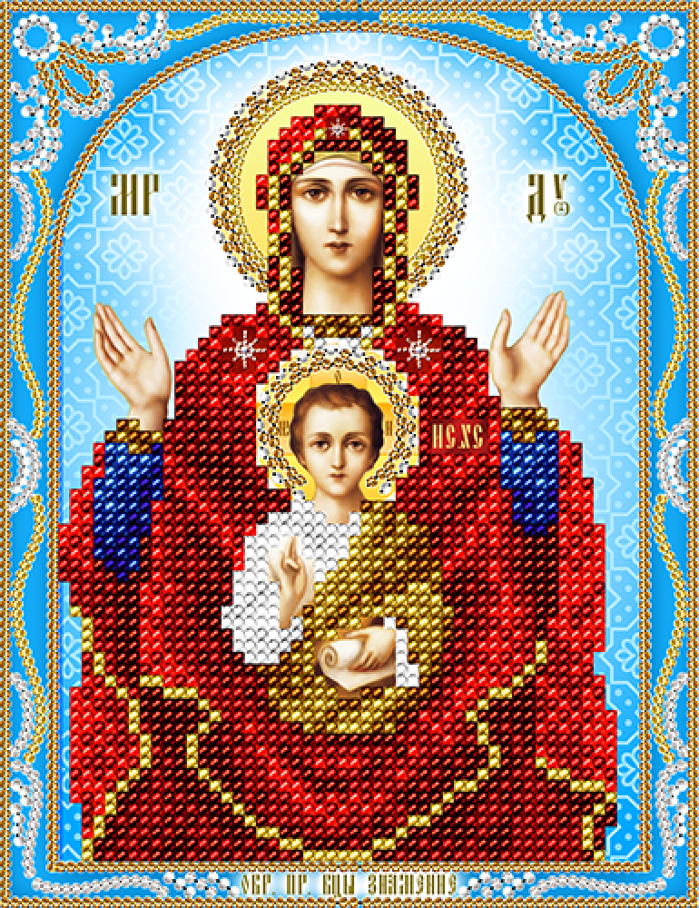 Схема для вышивки бисером Казанская икона Божьей Матери И-067 (габардин)